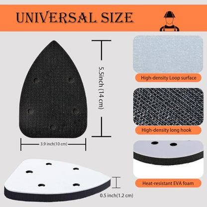 4 Pack Triangle Sanding Pads - Hook & Loop Interface with 5 Holes - EVA Foam - Compatible with Mouse Sander & Detailed Surfaces - size: Triangle | 5 Holes