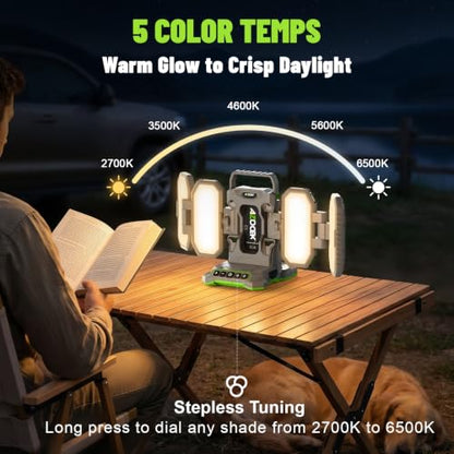 Azocek 10,000LM Portable LED Work Light Compatible with Dewalt 20V Battery - color: Yellow