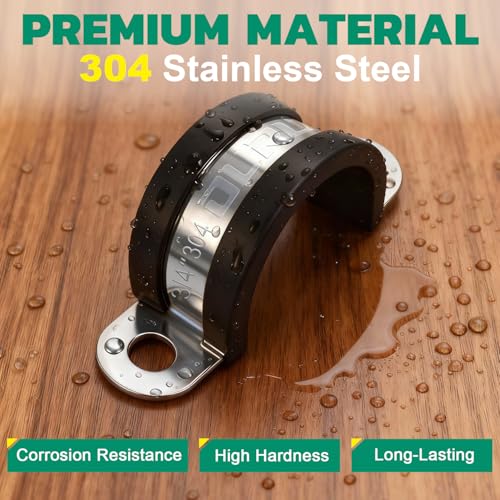 OURU 2 Inch Pipe Strap Fits 2.01"/50.9-51mm OD, Rubber U Bracket,8PCS - size: 2"