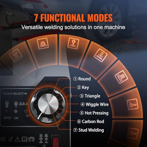 VEVOR Stud Welder Dent Repair Kit, 1.8KW Spot Welder Dent Puller with Auto/Manual Welding & 7 Versatile Modes, 110V Auto Body Spot Welding Dent Puller Machine for Car, Truck Dent Repair - style: Auto/Manual Welding