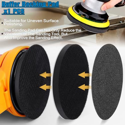 91Pcs 5 Inch Wet Dry Sanding Discs No-Hole Round Hook and Loop Sandpaper with 1Pcs Interface Pad 120 220 400 600 800 1000 1500 2000 3000 Assortment Set for Wood Automotive Metal and Orbital Sander - style: 5 inch No-Hole MIX Grit 91Pcs