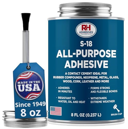 S-18 All-Purpose Adhesive 8 oz - Contact Cement for Headliner & Upholstery - size: 8 oz