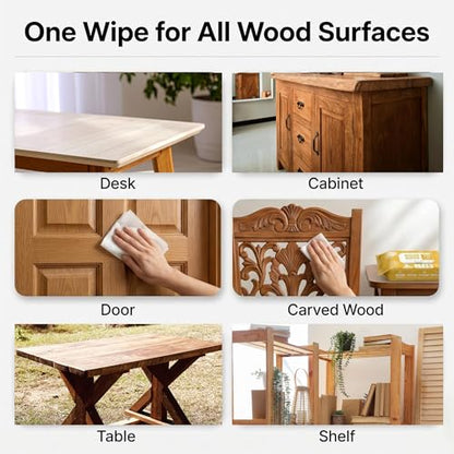 Air Jungles Wood Furniture Cleaner Wipes 70 Count (2 Packs), XL 8x10 Inch - size: 70 Count (Pack of 2)