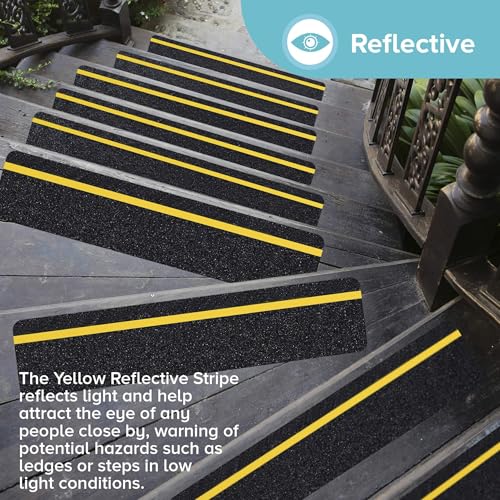 LifeGrip Reflective Anti Slip Stair Treads 6"x32" 10-Pack, Outdoor Grip - color: Reflective, size: 6" x 32"