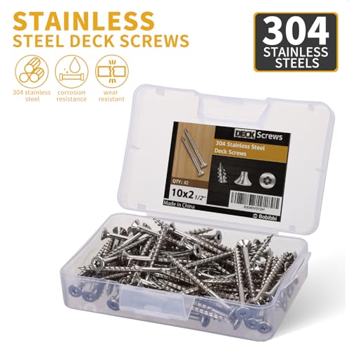 304 Stainless Steel Wood Screws, Flat Head T25 Torx Drive Deck Screws, #10x2-1/2 Inch for Wood, Decking and Fence, 1lb - size: 10x2-1/2'', style: 1lb