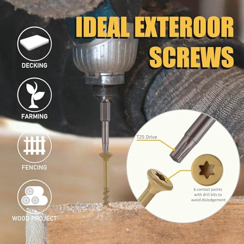 WELLOCKS #10 x 3 in Deck Screws, Black 300 PCS with T25 Bits - color: Black
