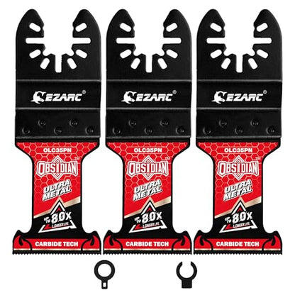 EZARC Obsidian TiAlN Carbide Oscillating Saw Blades for Hard Metal, 3-Pack - size: 3PCS Carbide