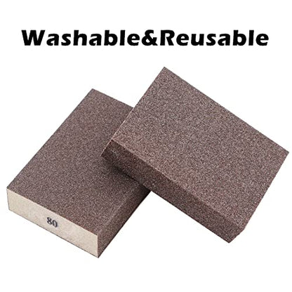 6Pcs Sanding Sponge 80 Grit Coarse Blocks for Metal Sanding Wood Sanding Brush Washable&Reusable N-G-001-80 - size: 80 Grit