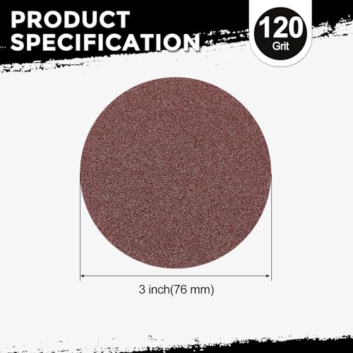 100Pcs Sanding Discs 3Inch 120Grit Hook and Loop Sandpapers Red - size: 3 Inch(120 Grit)