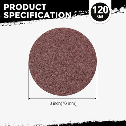 100Pcs Sanding Discs 3Inch 120Grit Hook and Loop Sandpapers Red - size: 3 Inch(120 Grit)