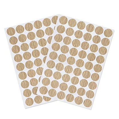 Self-Adhesive Screw Hole Stickers PVC Cover Caps Dustproof for Wooden Furniture Cabinet 21mm 2 Sheets/108 Pcs Light Oak - color: Light Oak