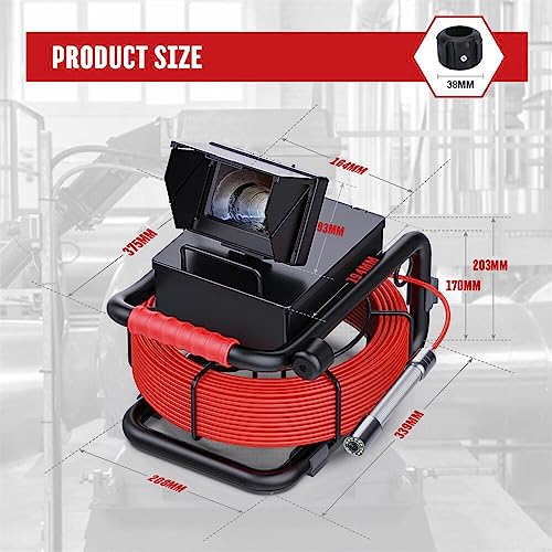 Sewer Camera 66ft/20m 4.3" Pipe Inspection Camera with 16G DVR IP68 Waterproof Borescope w/LED Lights,Industrial Drain Endoscope for Home Wall Duct Drain Pipe Plumbing - size: 66FT/20M