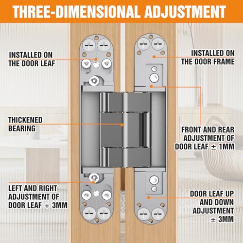 6" Hidden Door Hinge/Concealed Hinges,Invisible Hinges - color: silvery, size: 6 Inch