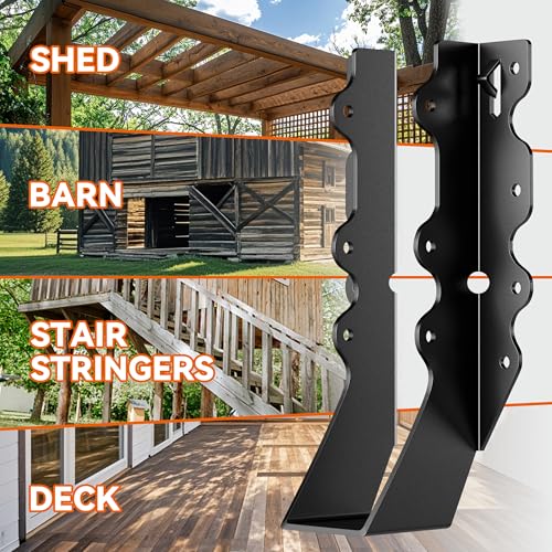 50 Pcs Black Joist Hangers 2x8, 18 Gauge Rafter Brackets , Hurricane Straps for 2x8 Face Mount Joist Hangers for Shed/Barn/Coop/Porch/Truss/Decks, Structurally Sound and Aesthetically Pleasing - size: 50 Pcs 2x8, style: Black Joist Hanger