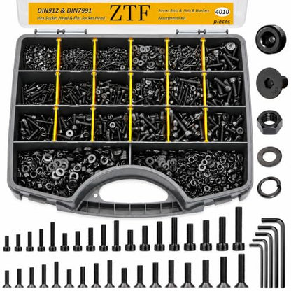 ZTF 4005pcs Metric Screw Assortment, M2 M3 M4 M5 Assorted Screws - size: Flat+Cap Head