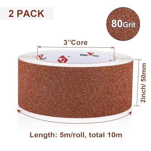 BOMEI PACK Anti Slip Traction Tape,2 Inch x 16.5 Ft,Heavy Duty Non Slip Tape,Grip Tape for Stairs, Tread Step, Indoor & Outdoor Use,Waterproof Stairs Non Skid Treads (Brown) - color: Brown