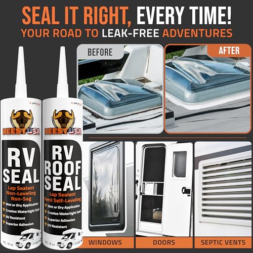 BEEST RV Roof Repair Kit Includes: Roof Coating 5G, EPDM Primer 1G, RV Cleaner 32 Oz, Non-Sag Lap sealant, Self-Leveling Lap Sealant, Seam Roller, Seam Tape & Gloves| Repair & Maintenance Bundle - style: 5G-RV-Roof Kit