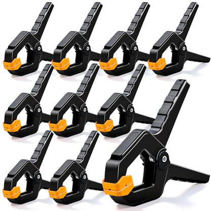 10 Pack Spring Clamps for Crafts & DIY - 3.5 Inch Plastic Woodworking Clamps, Small Balloon Arch Clips, Heavy Duty Tarp & Backdrop Holder Clips - color: Orange-10pcs