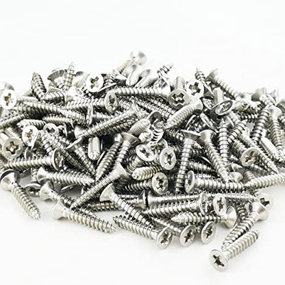 200PCS #4 x 5/8" Wood Screws, 18-8 (304) Stainless Steel Flat Head Phillips Self Tapping Sheet Metal Screws (1/4" to 1" Available) - size: 200PCS #4 x 5/8"