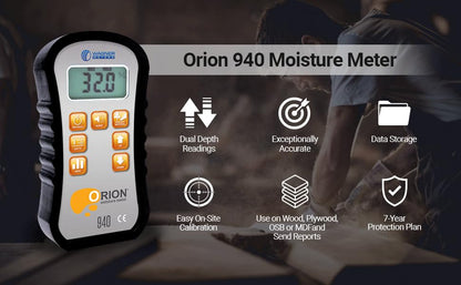 Orion® 940 Pinless Wood Moisture Meter by Wagner Meters I Accurate, Non-Damaging, Dual Depth Lumber Moisture Measurement, Data Collection & Storage, On-site Calibration (Standard Calibrator) - size: Standard Calibrator
