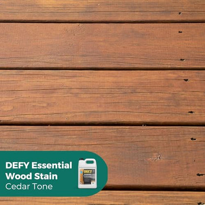 DEFY Essential Semi-Transparent Outdoor Wood Stain and Sealer in One, 1 Gallon, Cedar Tone - Wood Sealer Outdoor Waterproof Deck Stain - color: Cedar Tone