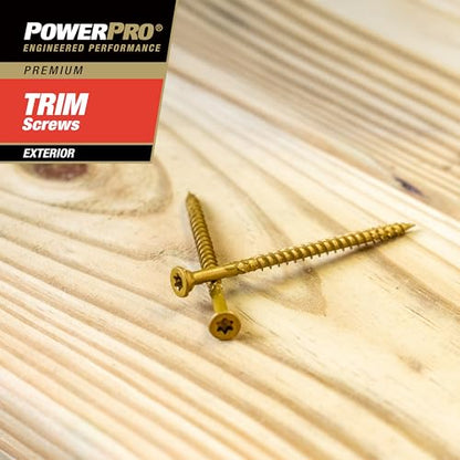 Power Pro Premium Exterior Wood Screws, #8 x 2-1/2in, 595 Pack, Bronze