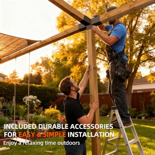 4-Way Pergola DIY Bracket,30° Up and 60° Down Slant Angle Brackets for 4" x 4"(Actual:3.5" x 3.5") Wood Post to Beams,Heavy Duty Roof Brackets for Outdoor Pavilion,Proch,Log Cabin(2pack)