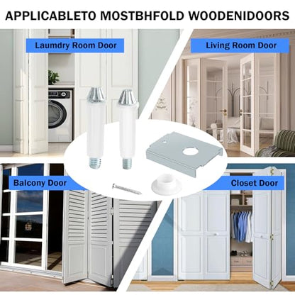Bifold Door Repair Kit for 1-3/8" Wood Bifold Closet Doors, Bottom Pivot Bracket Replacement with Adjustable Bottom Pivot Screws, Includes Metal Repair Brackets & Pivot Washers, 4 Pack