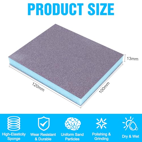 12 Pack Sanding Sponge, Washable and Reusable Sanding Blocks 60/80/120/220/320/400 Grit Wet Dry Sand Paper Assortment Pack for Wood Drywall Metal Furniture - size: 60/80/120/220/320/400 Grit