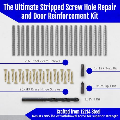 20-Pack #9 x 3 inch Permanent Stripped Door Hinge Screw Hole Repair Kit - size: 20 Pack