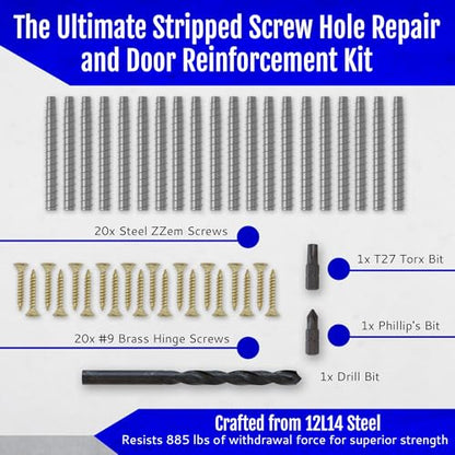 20-Pack #9 x 3 inch Permanent Stripped Door Hinge Screw Hole Repair Kit - size: 20 Pack