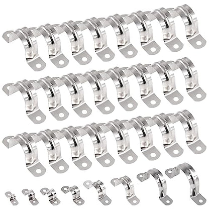 Keadic 50Pcs M32 Metric Two Hole Strap U Bracket Tube Strap Tension Clips 304 Stainless Steel Heavy Duty Rigid Pipe Strap Clamp, for Pipe Fixing on Various Surfaces - size: 1-1/4"-50pcs