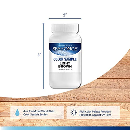 SEAL-ONCE Color Sample Semi-Transparent Wood Stain, Light Brown, 4 oz - color: Light Brown