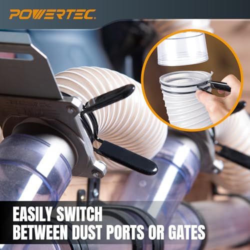 POWERTEC 3 Inch Double Loop Hose Clamps for Dust Collection Hose and Dryer Vent Hose, Quick Release Spring Clamps for Dust Collector and Dust Collection Fittings, 2 pack (70409) - size: 3 Inch, style: Double loop clamps (2 PK)