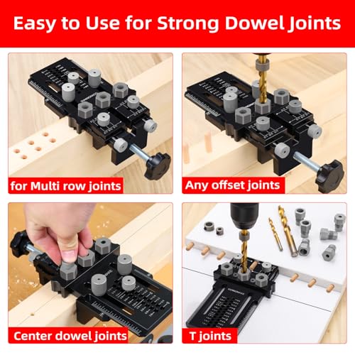 GOINGMAKE Dowel Jig Kit,Doweling Jig with Quick Positive Stop and Clamp