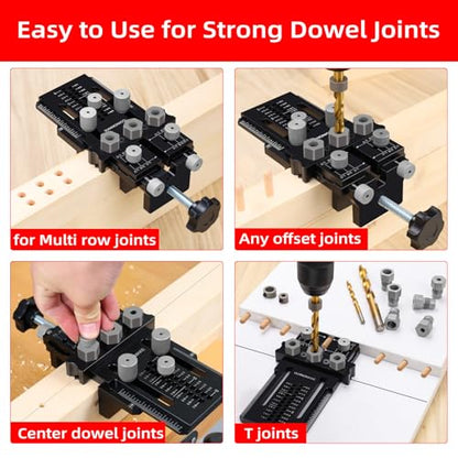 GOINGMAKE Dowel Jig Kit,Doweling Jig with Quick Positive Stop and Clamp