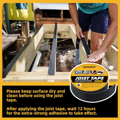 12 Pack Joist Tape for Decking 1-5/8" x 50' Weather-Resistant Butyl Joist Tape, Self Adhesive Deck Flashing Tape for Wood Decks Beams Roof, 1-5/8 inch x 50 feet - size: 1-5/8" x 50'