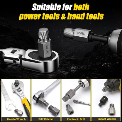 Topec Easy Out Screw Extractor Set 15PCS, 3/8'' Drive Bolt Extractor Kit - size: 15-Piece 3/8'' Dr.