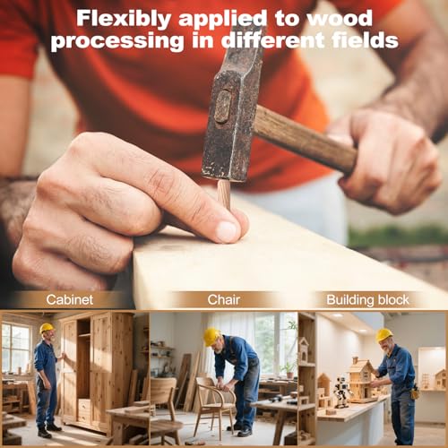 4 Sizes 250Pcs Wooden Dowel Pins Kit 1/4inch 5/16Inch Small Fluted Wood Dowels Pegs Hardwood Pin for Furniture Woodworking Crafts
