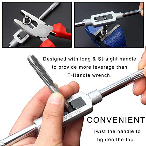 JONMON 8Pcs Metric Thread Machine Tap Set, M3-M12 Hand Screw Thread Plug Taps with Adjustable Thread Reamer Wrench Milling Machine Tapping Tool Kit for Woodworking and Machinery Repair