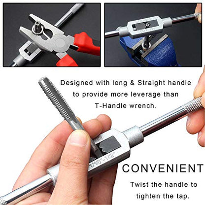 JONMON 8Pcs Metric Thread Machine Tap Set, M3-M12 Hand Screw Thread Plug Taps with Adjustable Thread Reamer Wrench Milling Machine Tapping Tool Kit for Woodworking and Machinery Repair