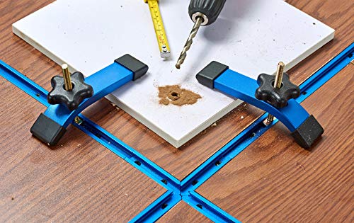 Aluminum T-Track Intersection Kit with Wood Screws– 1 PK (Blue) - size: 3"