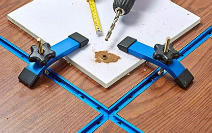 Aluminum T-Track Intersection Kit with Wood Screws– 1 PK (Blue) - size: 3"