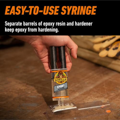 Gorilla 2 Part Epoxy, Clear Epoxy, 0.85 Ounce Syringe (Pack of 10) - 5 Minute Set, Incredibly Strong Bonding - size: 10 - Pack