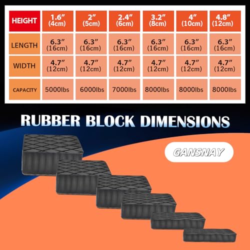 Rubber Block for Car Lift, Extended Spacing Scissor Pad, Nylon Reinforced Spacer Block, Helps Bridge Chassis Contact Gaps, 8000lbs Capacity, 6.3"(L)×4.7"(W)×4"(H) 1PC - size: 4″ Height (6.3″×4.7″)