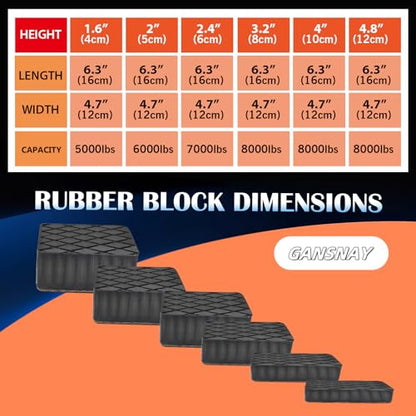 Rubber Block for Car Lift, Extended Spacing Scissor Pad, Nylon Reinforced Spacer Block, Helps Bridge Chassis Contact Gaps, 8000lbs Capacity, 6.3"(L)×4.7"(W)×4"(H) 1PC - size: 4″ Height (6.3″×4.7″)