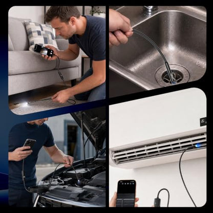 Dual-Lens Endoscope Camera with Light,1920P HD Borescope Inspection Camera