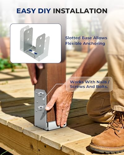 4 PCS 4x4 Post Base Brackets for Deck Pergola Gazebo