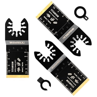 3pcs Titanium Oscillating Tool Saw Blades, Quick Release for Cutting Construction Wood, Plastic, and Metal. Compatible with Dewalt, Bosch, Milwaukee, Ryobi, and More!