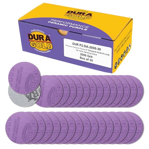 Dura-Gold Premium 2000 Grit 2" Purple Film Ceramic Sanding Discs, Box of 30 - style: 2000 Grit